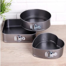 Moontime Alaçatı Fame Kitchen 3lü Kelepçeli Yanmaz Yapışmaz Teflon Kek Kalıbı Seti Ün 68