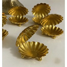 Moontime Alaçatı Dekoratif Gold Renk Midye Lokumluk 6 Lı Drajelik Kahve Yanı Istiridye Sunumluk