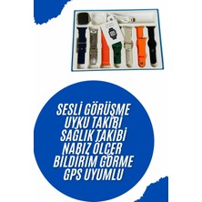 Zero Land Ece-Umay W9 Akıllı Saat 7 Kordon Hediyeli Takvim Alarm Nabız Ölçer Bildirim Görme Sesli Görüşme