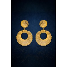 Bereka Jewelry 925 Ayar Gümüş 18K Altın Kaplama El Işçiliği Heykelsi Halka Küpe - Solar Halo