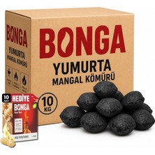 Asitan Briket Yumurta Kömür 10 kg + Hediye 10 Adet Bonga Kömür Tutuşturucu |%100 Doğal Uzun Süre Yan