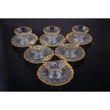 Moontime Alaçatı Dream Glass Manolya Altın Yaldızlı Çeyizlik Hediyelik 12 Parça Çerez Seti &sunumluk