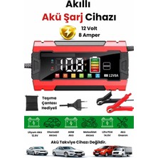 12V 8A Akıllı Akü Şarj Cihazı 12V 8A LCD Ekranlı Pulse Repair Otomatik Akü Şarj & Desülfatör ( Lisinya )