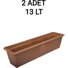 Moontime Alaçatı 2 Adet Büyük Boy Balkon Saksı 13 Lt Kahve