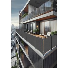 Asitan Nelazım 50CM x 2.5m Antrasit Balkon Bahçe Çit Brandası Su Itici, Uv Koruyucu, Dekoratif Örtü,