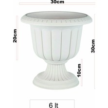 Moontime Alaçatı Nergis Dekoratif Kırık Beyaz Ayaklı Saksı - Plastik Çiçek Saksısı 6 Litre