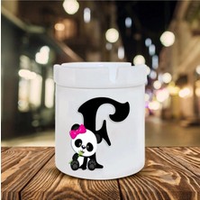 Moontime Alaçatı Panda Desenli F Harfi Baskılı Seramik Küllük
