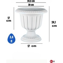 Moontime Alaçatı Nergis Dekoratif Kırık Beyaz Renkli Ayaklı Saksı 3,4 Litre Mini Saksı - Plastik Çiçek Saksısı Salon Saksısı