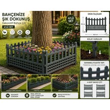 Asitan 4'lü Set Dekoratif Plastik Bahçe Çiti 60,5 x 55 cm Çiçeklik Sınırlandırma Çiti Bahçe Kenar