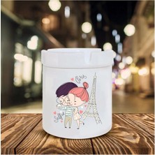 Moontime Alaçatı Beyaz Love In Paris Temalı Seramik Küllük