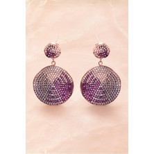 Bereka Jewelry 925 Ayar Gümüş Rose Gold Kaplama Renkli Halka Küpe - Aurora