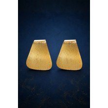 Bereka Jewelry 925 Ayar Gümüş 18K Altın Kaplama El Işçiliği Geometrik Küpe - Mesa