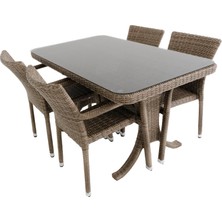Asitan Peter 80X140 Rattan Bahçe Masa Takımı