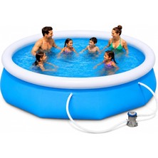 Asitan Jumbo Boy Şişme Havuz, 3.05 Metre Çaplı Büyük Aile Havuzu, 3 Katmanlı Dayanıklı Pvc Uv Gün