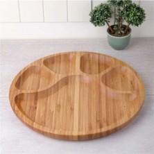 Moontime Alaçatı Balsa Döner Tabanlı Bambu 5 Bölmeli Sunum Tepsisi 25X25 cm