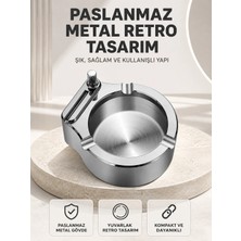Epilons Çakmaklı Küllük Paslanmaz Metal Yuvarlak Tasarım