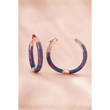 Bereka Jewelry 925 Ayar Gümüş Rose Gold Kaplama Pembe Ombre Disk Küpe - Eclipse Disc
