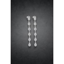Bereka Jewelry 925 Ayar Gümüş Uzun Damla Küpe - Crystal Cascade