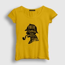 Presmono Kadın Sarı Fact Sherlock Holmes T-Shirt