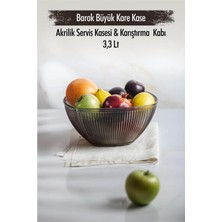Moontime Alaçatı Akrilik Luna Füme Büyük Kare Meyve & Salata Kasesi & Karıştırma Kabı / 3,3 Lt (Cam Değildir)