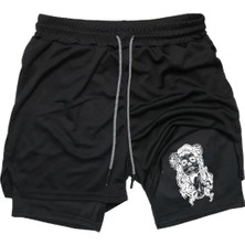 Maki Home Hızlı Kuruyan 2 In 1 Yetişkin Unisex Spor Mexican Woman Baskılı Taytlı Şort Fitness Gym Antrenman