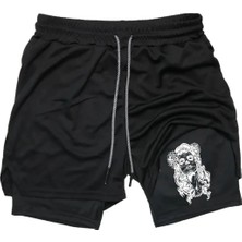 Maki Home Hızlı Kuruyan 2 In 1 Yetişkin Unisex Spor Mexican Woman Baskılı Taytlı Şort Fitness Gym Antrenman