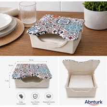Abnturk Iznik Yöresi Çinisi Desenli Içi Melamin Kapaklı Peçetelik-Masaüstü Peçete Kutusu 16X16X7CM