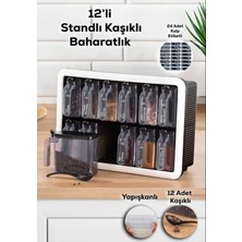 Moontime Alaçatı Kendinden Yapışkanlı Standlı Etiketli 12 Li Baharatlık Seti Takımı Saklama Kabı Baharatlık