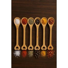 Moontime Alaçatı Ahşap Baharat Kaşığı Seti 6’lı 15 cm