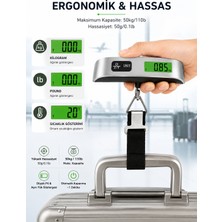 Smayling Dijital Bavul Tartısı 50 kg Kapasiteli 50 gr Hassasiyetli LCD Ekranlı Taşınabilir Elektronik Bagaj Valiz Tartısı
