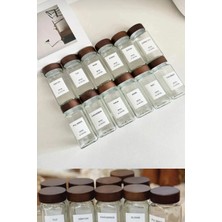 Moontime Alaçatı 12'li Kare Cam Baharatlık Seti, 120 Ml, Etiketli, Kapaklı, Şık ve Pratik Tasarım
