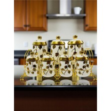Moontime Alaçatı Baharatlık Takımı 15 Parça Set Gold Sıtantlı Kapaklı Desenli Aksoylar Home Avm