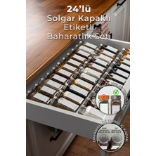 Moontime Alaçatı 24'lü Cam Baharatlık Seti, Gümüş Kapak ve Beyaz Etiketli, Şık ve Pratik