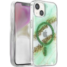 Raftan Topla Onegif Iphone 14 Lotus Simli Magsafe Kapak - Yeşil