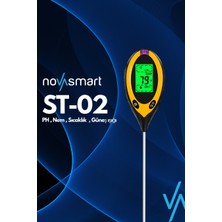 Novasmart 4'ü 1 Arada Dijital Toprak Ph, Nem, Sıcaklık ve Işık Ölçer