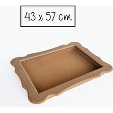 Moontime Alaçatı Ham Mdf, Boyanabilir Cam Takılabilir 57 cm Derin Figürlü Dikdörtgen Tepsi, Pano, Rölyef Tepsi Pano