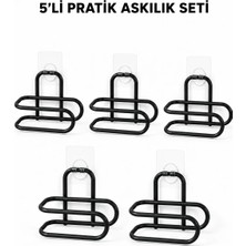 GIGA Siyah Metal Wc Kağıtlık Yapışkanlı Tuvalet Kağıdı Rulo Tutucu 5 Adet Avantajlı Set