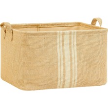 Ocean Home Textile Çizgili Jüt Sepet 42 x 31 x 25 cm