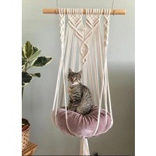 Moontime Alaçatı Ekru Makrome Kedi Salıncağı, 60X120CM, Şık ve Rahat Tasarım