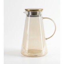 Deconox Borosilikat Cam Sürahi 1.9 Litre - Isıya Dayanıklı, Gold Renk Luster Boyalı ve Paslanma