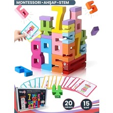 Tinyup Montessori Ahşap Sayı Blokları / Okul Öncesi Eğitici Matematik Oyuncağı, Stem, Motor V