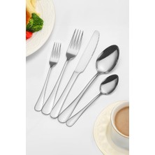 1010 Çelik 30 Parça 6 Kişilik Gri Yemek Kaşık Çatal Bıçak Seti CIN734BY