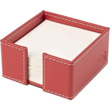 Küp Bloknotluk Suni Deri Masaüstü 10X10X5 Cm. Kırmızı