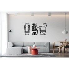 Moontime Alaçatı Ahşap Kaktüs 3'lü Set Dekoratif 3mm Tablo Duvar
