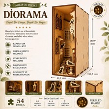 Algwooddesign Diorama Ahşap Maket, 54 Parça Dıy Minyatür Fransız Sokağı ve Kedi Temalı Book N