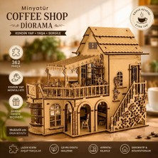 Algwooddesign Coffee Shop Diorama Ahşap Maket Seti 362 Parça – Dıy Miniatür Kafe Binası Koleks