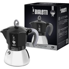 Moka Indüksiyon Siyah: 6 Cups Ocak Üstü Espresso Pişirici - 280ML - Alt Hazne: Dış Paslanmaz