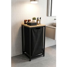 Miyuhome Metal Kızaklı Çamaşır Sepeti 40 Lt Kirli Sepeti Büyük Boy Raflı Kirli Sepeti Dar Al