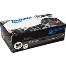 Dolphin Siyah Nitril Eldiven Pudrasız Kalın (Xl) 100 Adet
