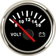 Moontime Alaçatı Voltmetre Siyah Çap 52MM 12V Tekne Yat